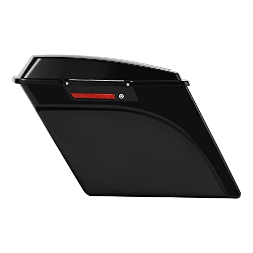 Motorcycle Stretched Saddlebags Vivid Black 5" Extended Hard Saddle Bags W (Vivid Black W/ Black Latches / 5" Extended)