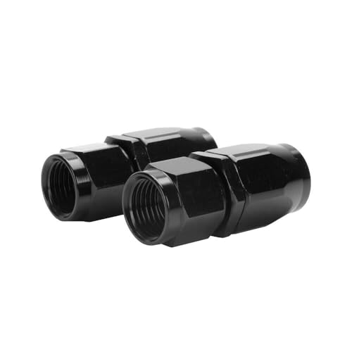 Swivel 4AN Fitting 0° Straight For CPE Braided Hose End Black 2Pcs (4AN 0° 2Pcs)