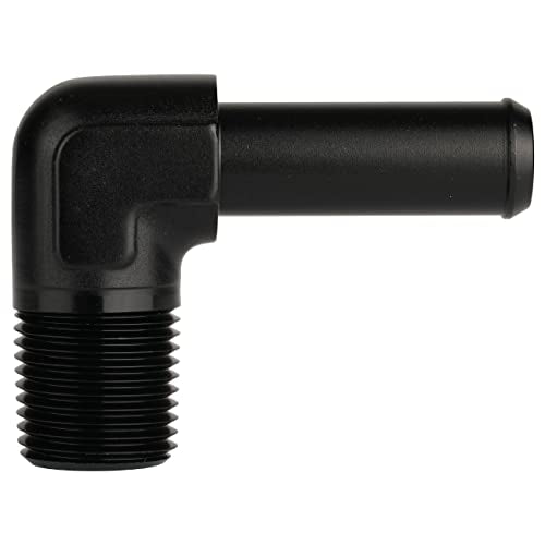 1 2 NPT Male to 5 (1/2 NPT to 5/8 Barb / Black - 90 Degree)