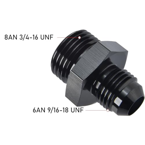 6AN Male Flare to 8AN ORB O (6AN to 8AN ORB / Black - 2PCS)