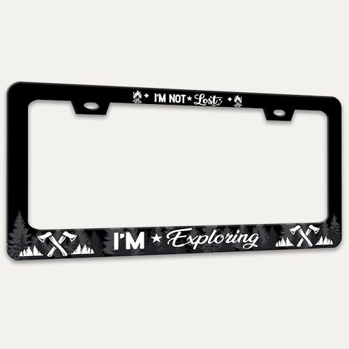 I'm Not Lost I'm Exploring License Plate Frame Stainless Steel 6x12 Inch (I'M Not Lost I'M Exploring)
