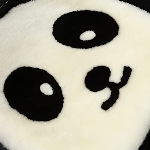 Genuine Sheepskin Car Seat Cushion Seat Covers for Cars Trucks SUV Comfort Seat Protector Pad for Car Driver Seat Car Accessories for Women Office Chair Car Decor (Panda / Front Seat Cushion-1 Pc)