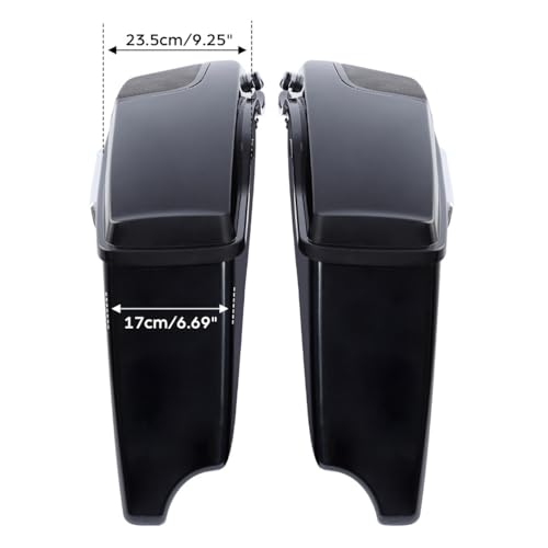 Motorcycle 4" Stretched Saddlebags Fit For Harley Touring 2014 (4" Stretched-Vivid Black W/ Chrome Latches & 5x7 Lids)