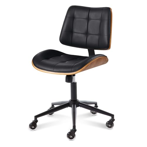 Home Office Desk Chair with Rubber Wheels (Black / Standard Style)