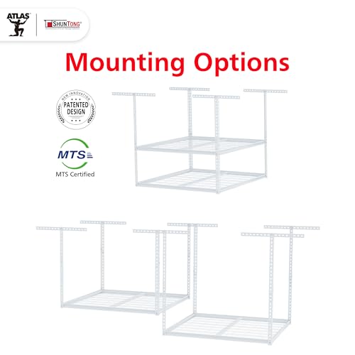 The Atlas Pro 4 x 8 ft Overhead Garage Storage Rack (White)