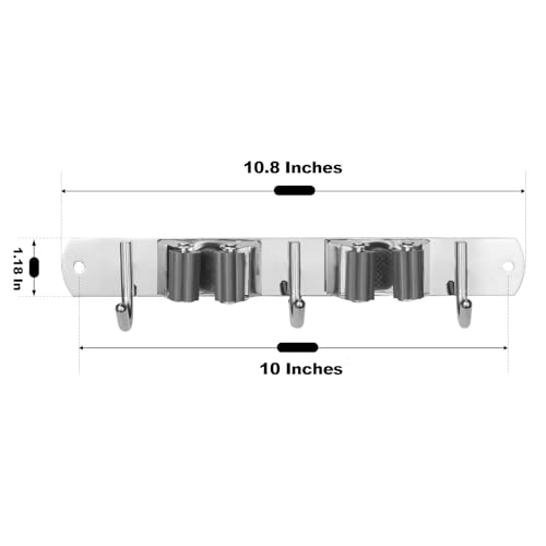 2 Racks and 3 Hooks Mop and Broom Holder Wall Mount (2 Racks 3 Hooks / Black)