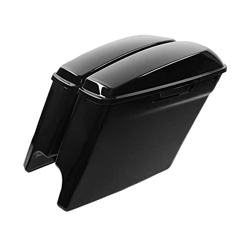 Motorcycle 5" Stretched Saddlebags Fit For Harley Touring 2014 (5" Stretched-Vivid Black W/ No Latches)