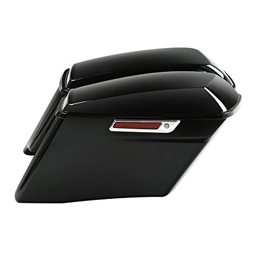 Motorcycle 4" Stretched Saddlebags Fit For Harley Touring 2014 (4" Stretched-Vivid Black W/ Chrome Latches)