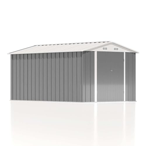 8 x 12 FT Outdoor Storage Shed (Gray / 8x12 FT)