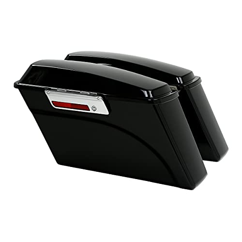 Motorcycle Hard Saddlebags with Chrome Conversion Brackets Fit For Harley Softail Deluxe Heritage Softail 1984 (Vivid Black W/ Chrome Latches)