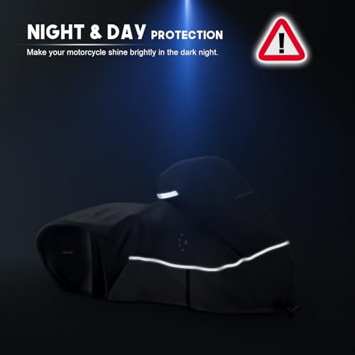 Motorcycle Cover LI LIBZAKI 600D Heavy Duty Storage All Season Universal Weather Waterproof Outdoor Protection 96" XXL Vehicle Cover (Light Gray / 96" - XXL)