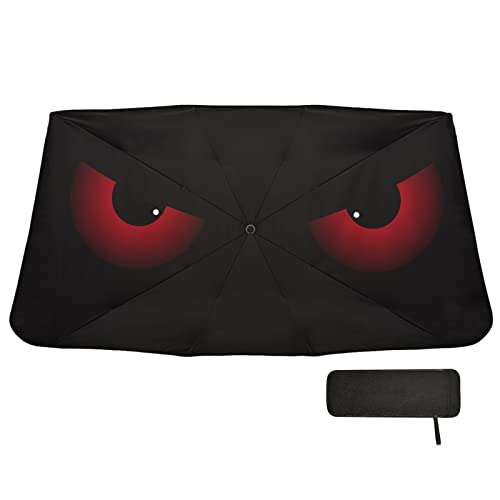Scary Evil Red Eyes Windshield Sun Shade Umbrella Foldable Car Front Window Sunshade Blocks UV Rays Heat Keep Vehicle Cool (multi 7)