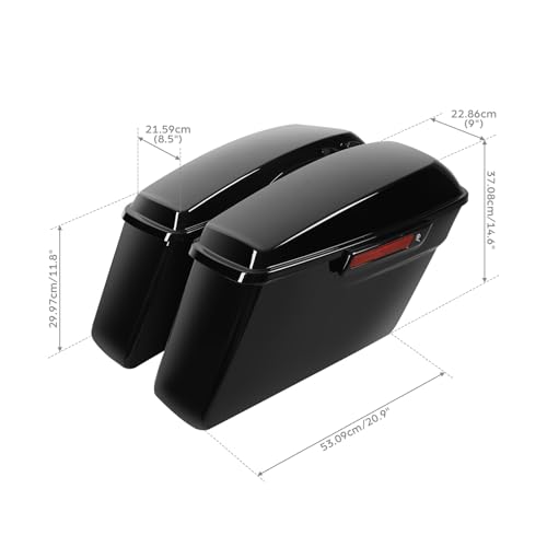 Vivid Black Hard Saddlebags with Black Latch Keys Liners Fit for Harley Touring Road King Street Glide Electra Ultra Classic 2014 (Vivid Black 2# / For 2014-later)
