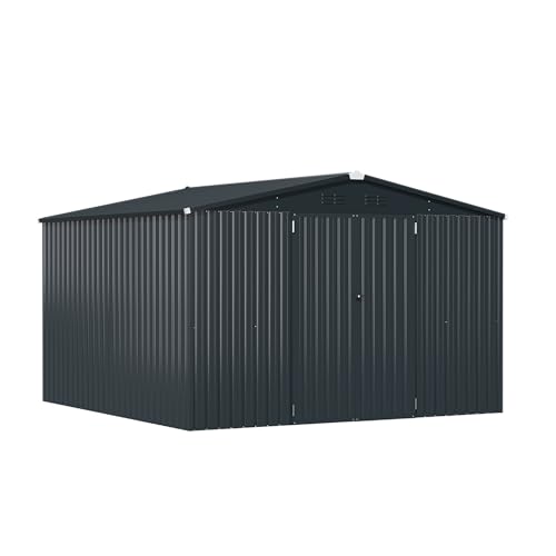 10' x 14' Metal Outdoor Storage Shed (Dark Grey / 10x14)