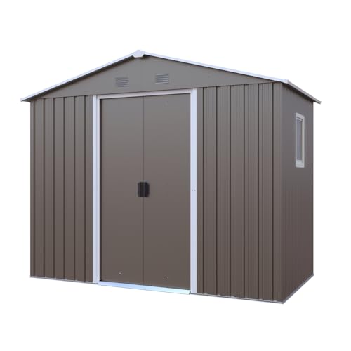 4x8 FT Outdoor Storage Shed (4x8 FT/Window / Warm Gray)
