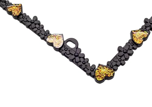 3D Shining Daisy Heart License Plate Frame from Pure Zinc Alloy Metal Perfect Plate Holder (Matt Black with Gold Glitter, Luminously Heart)