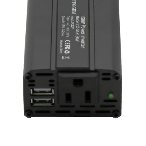 150W Power Inverter 12V DC to 110V AC Car Plug Adapter Outlet Converter with 2.4A Dual USB AC car Charger for Laptop Computer (black)