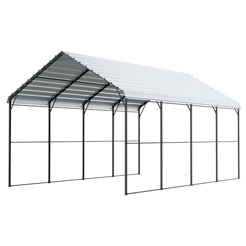 Heavy Duty Metal Carport (White / 12x20ft)