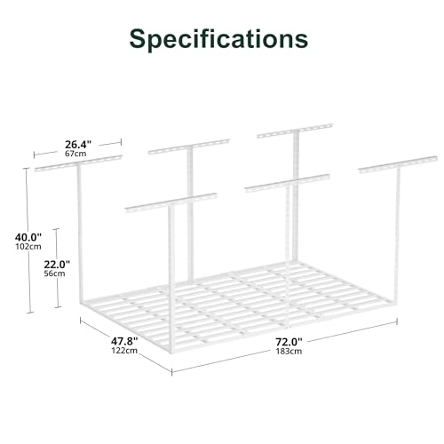 4x6 Overhead Garage Storage Rack Organization (White / 4*6 FT - 1 Pc)