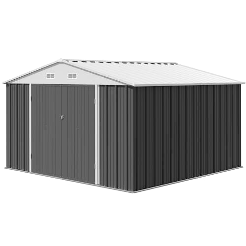 10x10 FT Outdoor Storage Shed (Gray / 10x10 FT)