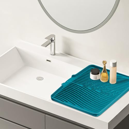 Silicone Dish Drying Mat for Kitchen Counter (Green-1pc / 20" x 15")