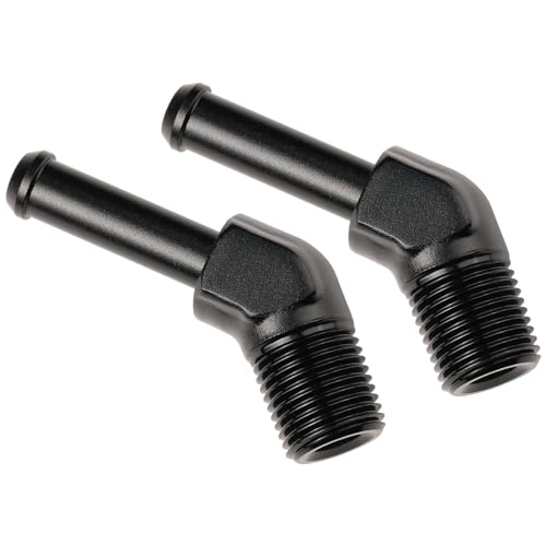 1 8 NPT Male to 1 (1/8 NPT to 1/4 Barb / Black, 45 Degree - 2PCS)