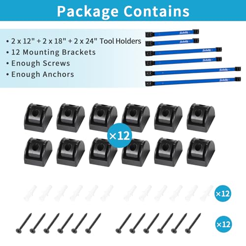 12" 18" 24" Magnetic Tool Holder Strip (Blue 6PC / 12" 18" 24")