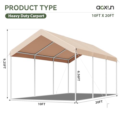 10x20 FT Carport (Khaki / 10x20 FT)