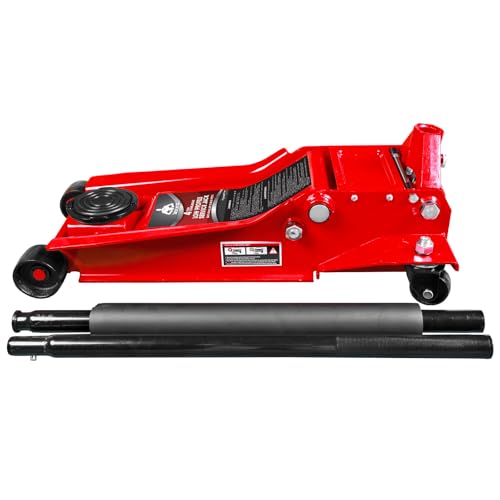 4 Ton Floor Jack Hydraulic Low Profile Floor Jack with Dual Piston Quick Lift Pump (4 Ton Dual Piston / Red)