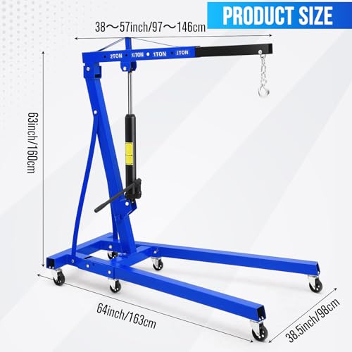2 Ton Hydraulic Engine Hoist with Lever Stabilizer (with Lever / Blue)
