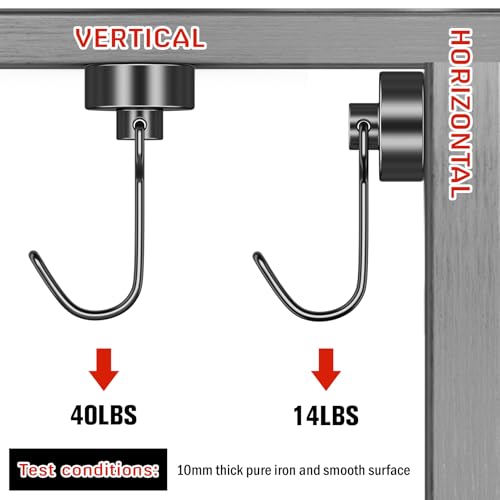 6 Pack Magnetic Hooks (Black / 0.79in)