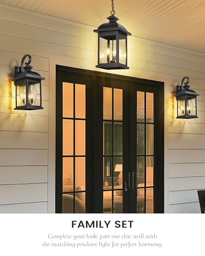 3 Light Outdoor Wall Light (Matte Black, Lozenge Pattern / 26", Single Unit)