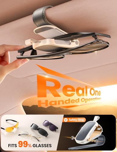 Magnetic Leather Sunglass Holder for Car Visor (1 Pack / gray)
