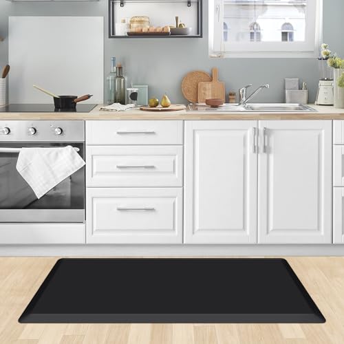 0.8" Thick Kitchen Mat Cushioned Anti Fatigue Rug Comfort Floor Mats (Black / 39"L x 20"W x 0.8"Th)