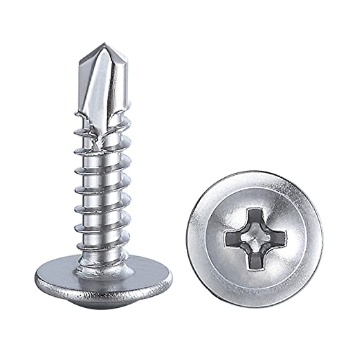 300pcs)#8×1 2”for Sheet Metal Self (#8X1/2" / Silver)