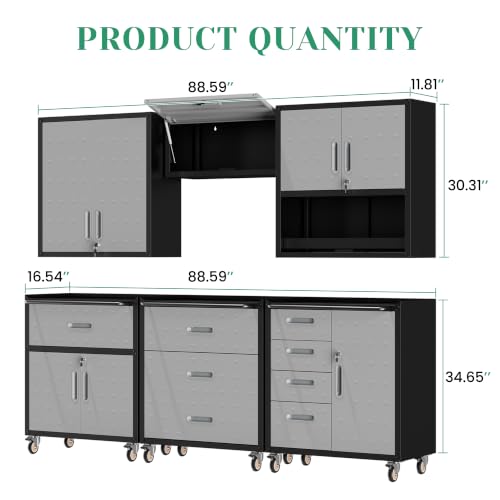 Garage Cabinet System (Black/Grey / 6 Pcs-StyleC)