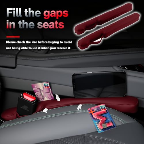2026 2PCS Upgraded Car Seat Gap Filler with Fixing Ring (Burgundy)