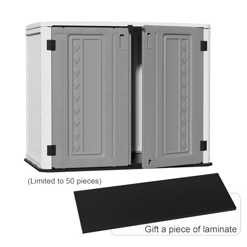 Outdoor Storage Shed Diamond Texture 4x3FT Horizontal Shed (White & Grey-26 Cu ft)