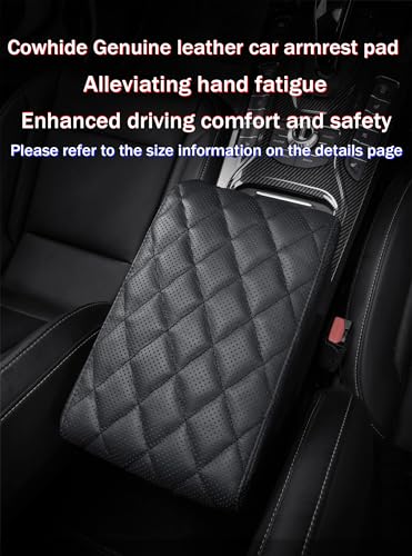 Car Center Console Armrest Cover Genuine Leather (sizeB 14 x 8 x 2.2 inch(midsize cars and SUVs))