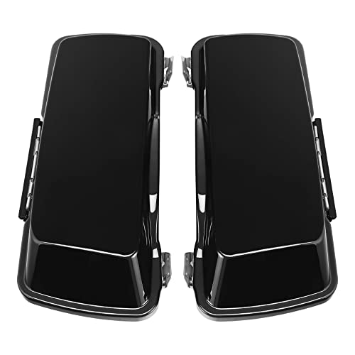 Motorcycle Stretched Saddlebags Vivid Black 5" Extended Hard Saddle Bags W (Vivid Black W/ Black Latches / 5" Extended)