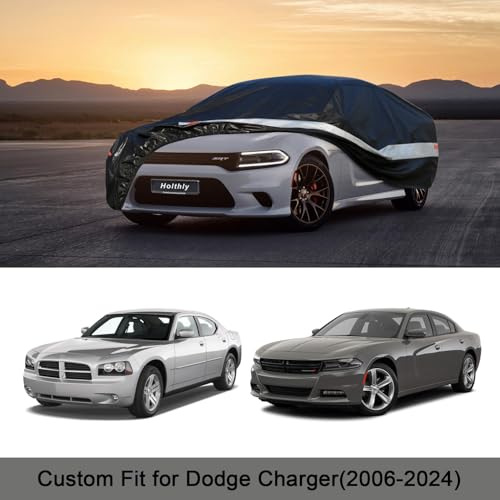 Holhtly Car Cover Custom Fit for Dodge Charger (Black Gray / Custom Fit for Dodge Charger)