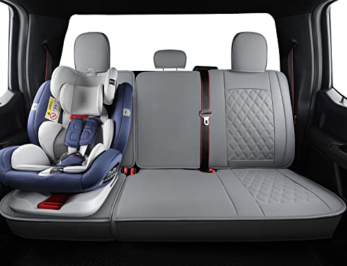 F150 Faux Leather Seat Covers Fit for 2015 ((2015-2026) Full Set / Black&Gray)