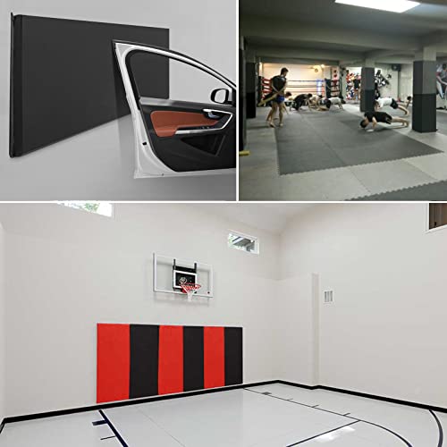 2 Pack Sport Wall Pads 2” Thick Foam Protection Padding Basketball Gym Garage Protectors (60" x 20" x 2" / 2 PACK / RED)