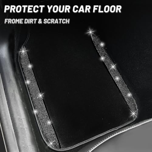 Black Bling Car Floor Mats Full Set (Black Diamond / Car Floor Mats (4 Pieces))