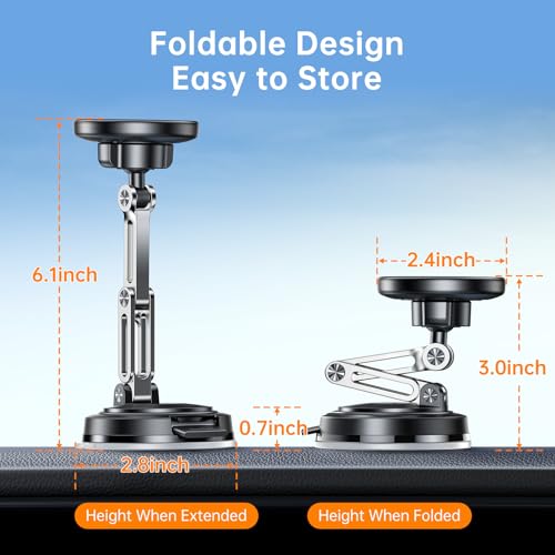 for MagSafe Car Mount Vacuum Magnetic Phone Holder Dash Windshield