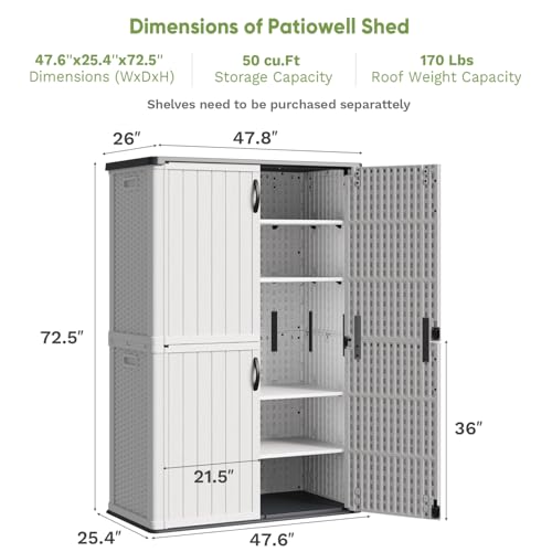 50 cu.ft Resin Outdoor Storage Shed (Light Gray / 50 Cu FT Cabinet)