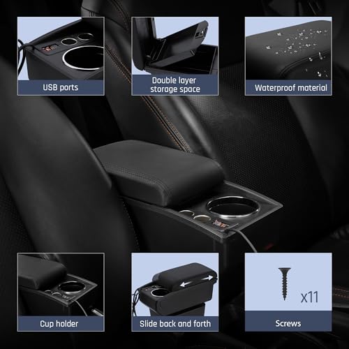 Car Console Armrest Box for Nissan Versa 2012 (Black Stitching)
