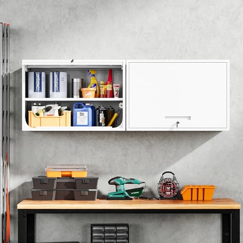 Metal Wall Cabinet with Doors and Shelves (16"D x 32"W x 22"H / White)