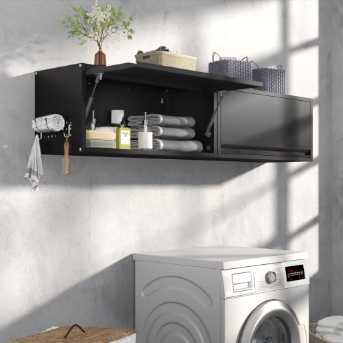 Metal Garage Wall Cabinet with Doors Side with Holes (13.8''H / Black)