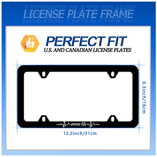 Nurse Life License Plate Frame Stainless Steel Accessory 12.3x6.3 Inch (Nurse Life)